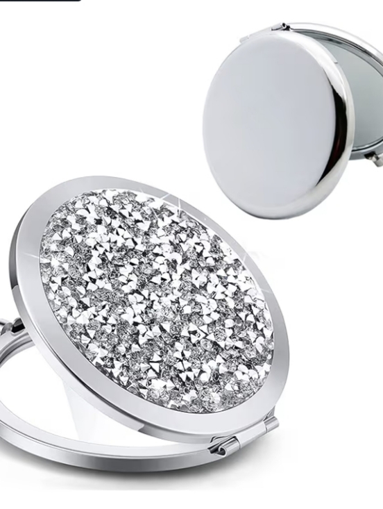 unbranded Other - Compact Mirror Glitter Design (Silver /Silver Glitter 🩶)